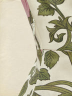 (SIZE:XS-XXL) Midi Linen Dress , Cap Sleeves, Shawl Collar, Floral, Button Design, Vintage, Green