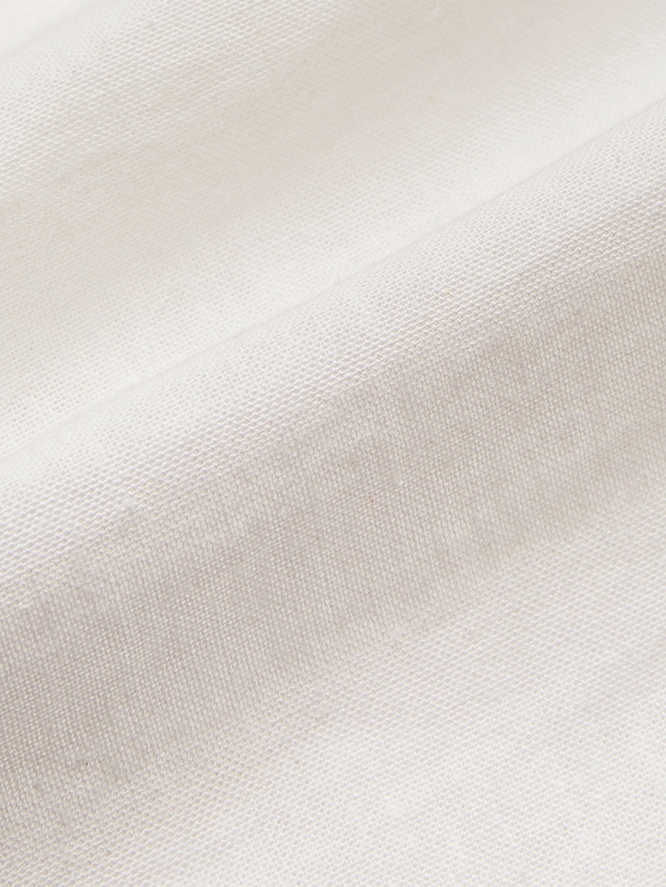 Linen Shirt, Long Sleeves, V Neck, Plain, Lace, Vintage, Ivory