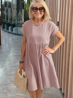 Cotton and Linen A-shaped Skirt Pocket Dress