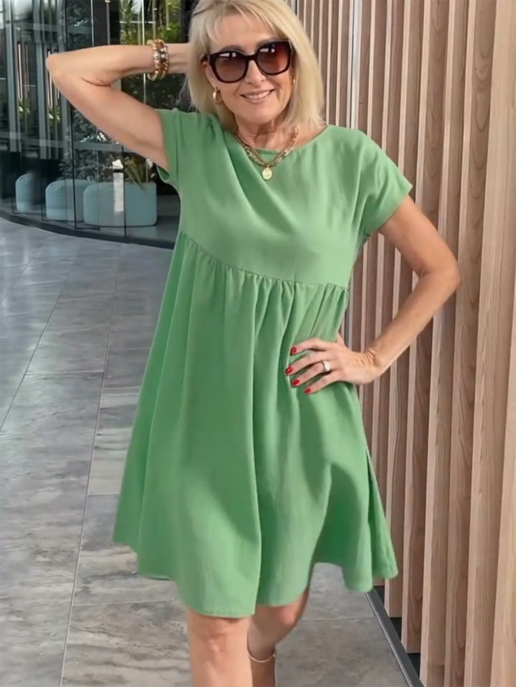 Cotton and Linen A-shaped Skirt Pocket Dress
