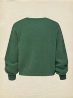 Wool Cardigan, Long Sleeves, Plain, Vintage, Green