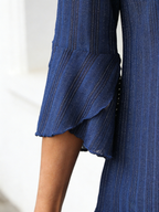 Translucent Round Neck Ruffle Sleeve Shiny Mesh Top