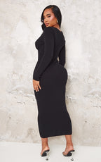 Shape Black Knitted Rib Maxi Dress