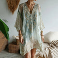 Vintage Marble Texture Collection Retro Bohemia Women Style Gradient Gilded Pattern Linen Dress