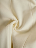 Ivory Flared Coat With Faux Fur Collar And Cuffs