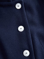 Elegant Navy Stand - Collar Maxi Coat