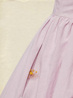 Cotton Maxi Dress, Short Sleeve, V neck, Plain, Vintage, Purple
