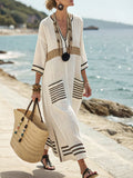 V-neck Short-sleeved Long Dress