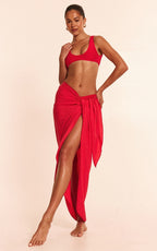 Red Linen Look Rectangle Sarong