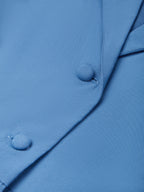 (SIZE:XS-XXL) Cotton Maxi Dress, Cap Sleeve, Lapel Collar, Plain, Vintage, Blue