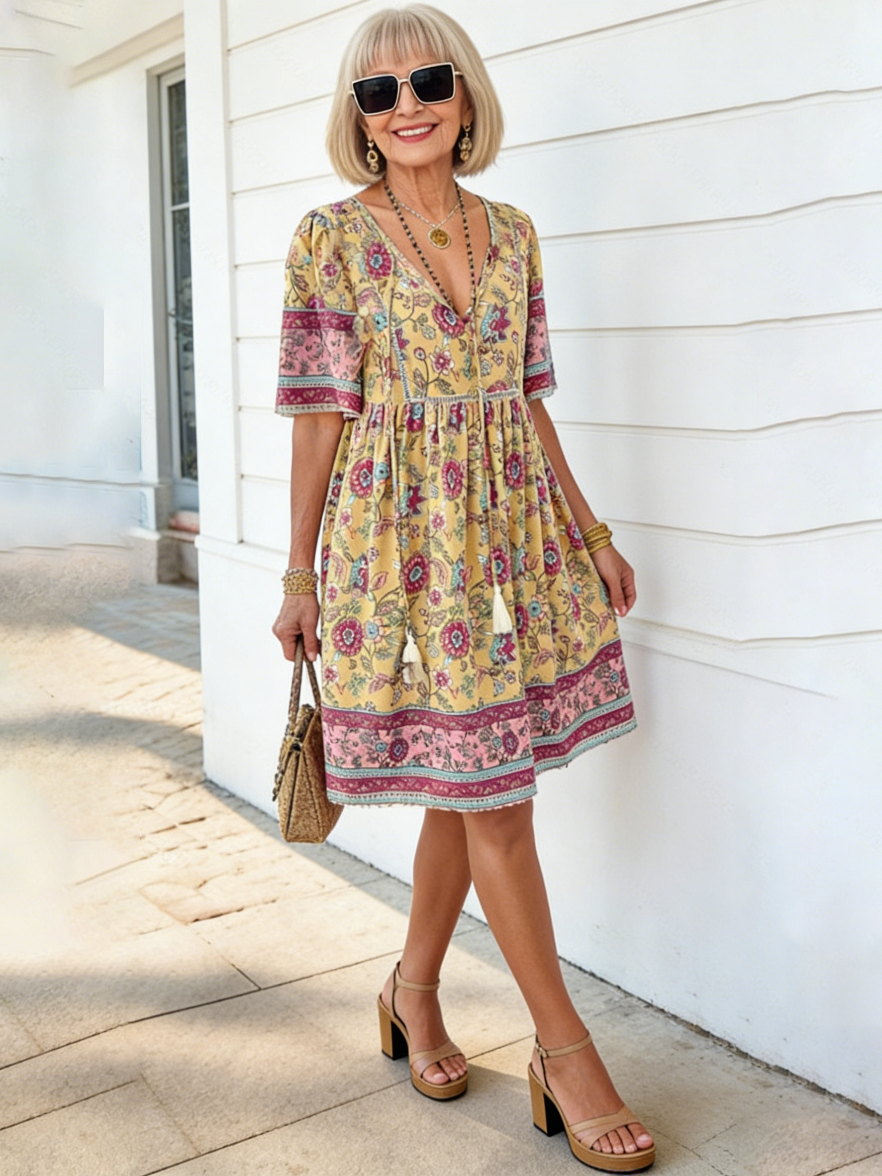 Casual Vacation Print Short-sleeved Dress