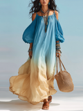 Dreamy Gradient Off-shoulder Flowing Resort Maxi Dress