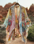 Summer cardigan with gradient stitching and embroidery 628d