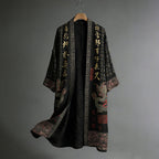 Men's Japanese Dragon Pattern Calligraphy And Painting Art Linen Long Kimono