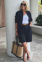 Two-piece Suits Stylish Lapel Collar Suit Shorts  Blazer Coat
