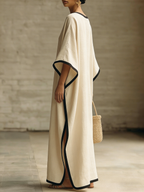 Elegant Trimmed Edge Loose Maxi Dress