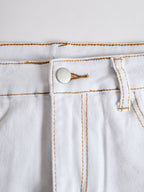 [24-hour shipping out]Western Retro White Denim Lace Trim Shorts