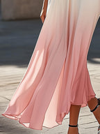 Charming Gradient Pink Sleeveless Maxi Dress