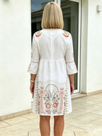 V-neck Printed Lace Stitching Bohemian Casual Vacation Style Dress