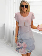 Evening Dress Best for Covering The Belly Loose Layer Chiffon Multi-layer Dress