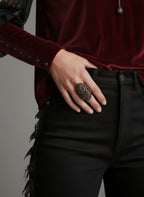 Elegant Velvet & Lace Victorian-Inspired Blouse