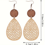 Boho Style Dangle Earrings Hollow Waterdrop Design Match Daily Outfits Party Accessories Gift For Family/ Friends/ Lover