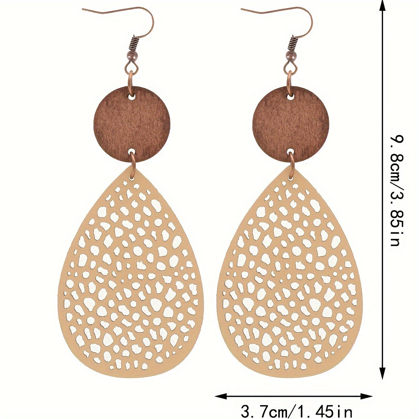 Boho Style Dangle Earrings Hollow Waterdrop Design Match Daily Outfits Party Accessories Gift For Family/ Friends/ Lover