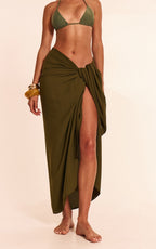 Khaki Linen Look Rectangle Sarong
