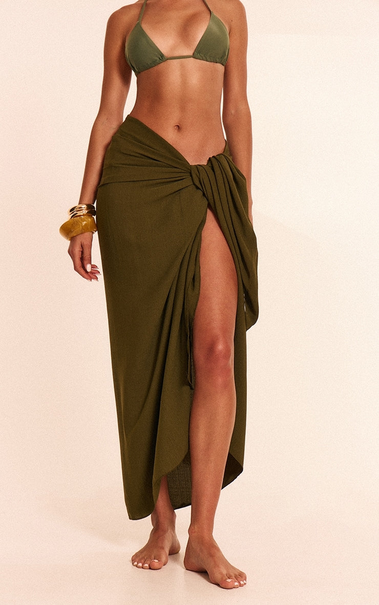 Khaki Linen Look Rectangle Sarong