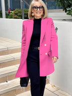 Classic Blazer Solid Color Leisure Cotton Coat for Women
