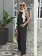 Sleeveless Solid Cotton and Linen Set for Breathable and Comfortable Holiday Two-Piece Set