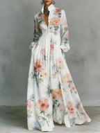 Women's Vintage Floral Art Elegant Romantic Casual Vacation Maxi Dress