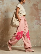 Floral Print Balloon Pants With Elastic Waist