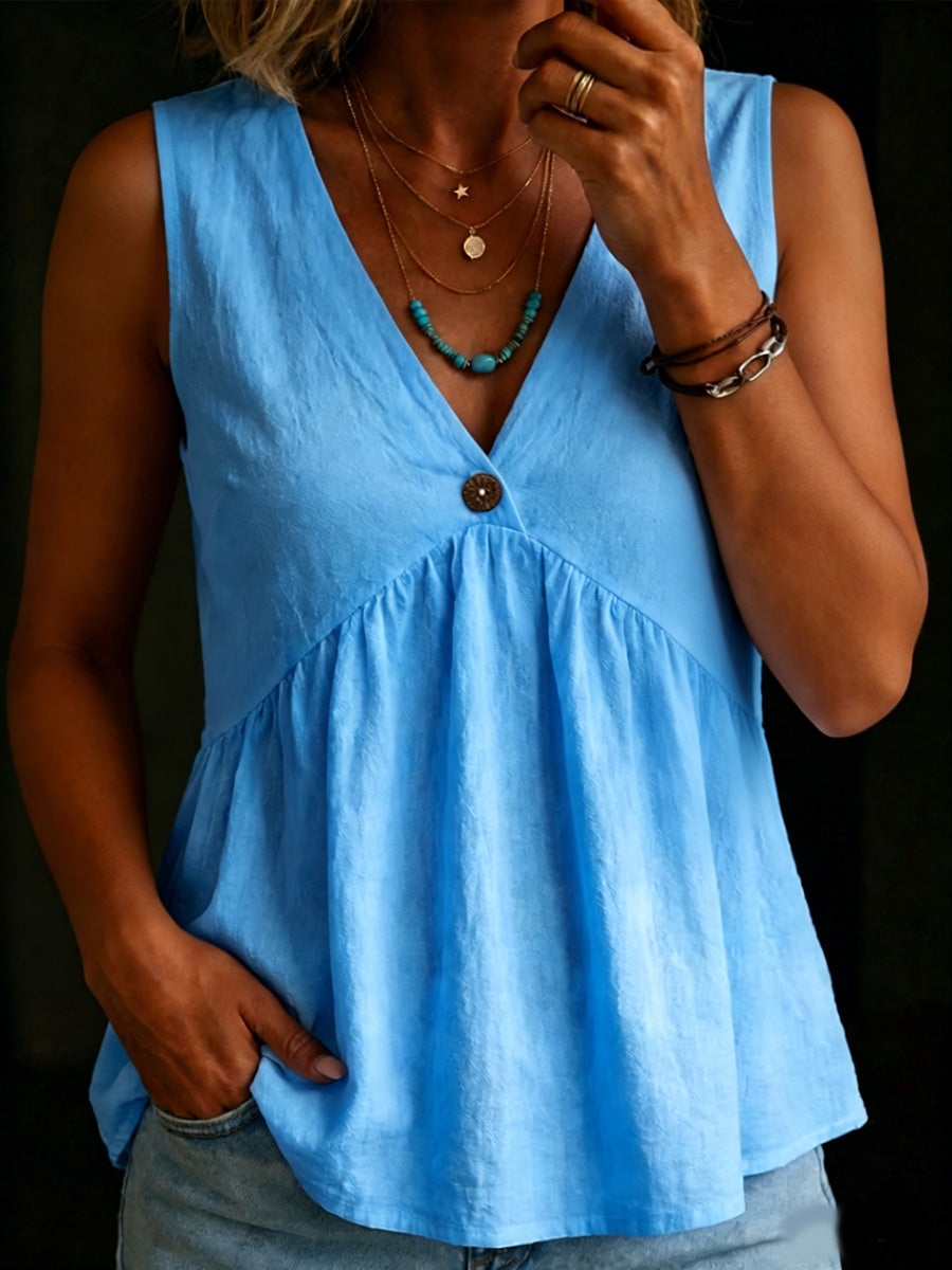 Women's V-neck Sleeveless Cotton Top