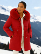 Outfits Cotton-padded Jacket Medium and Long, Large Fur Collar, Down Cotton-padded Jacket, Down Cotton-padded Jacket.