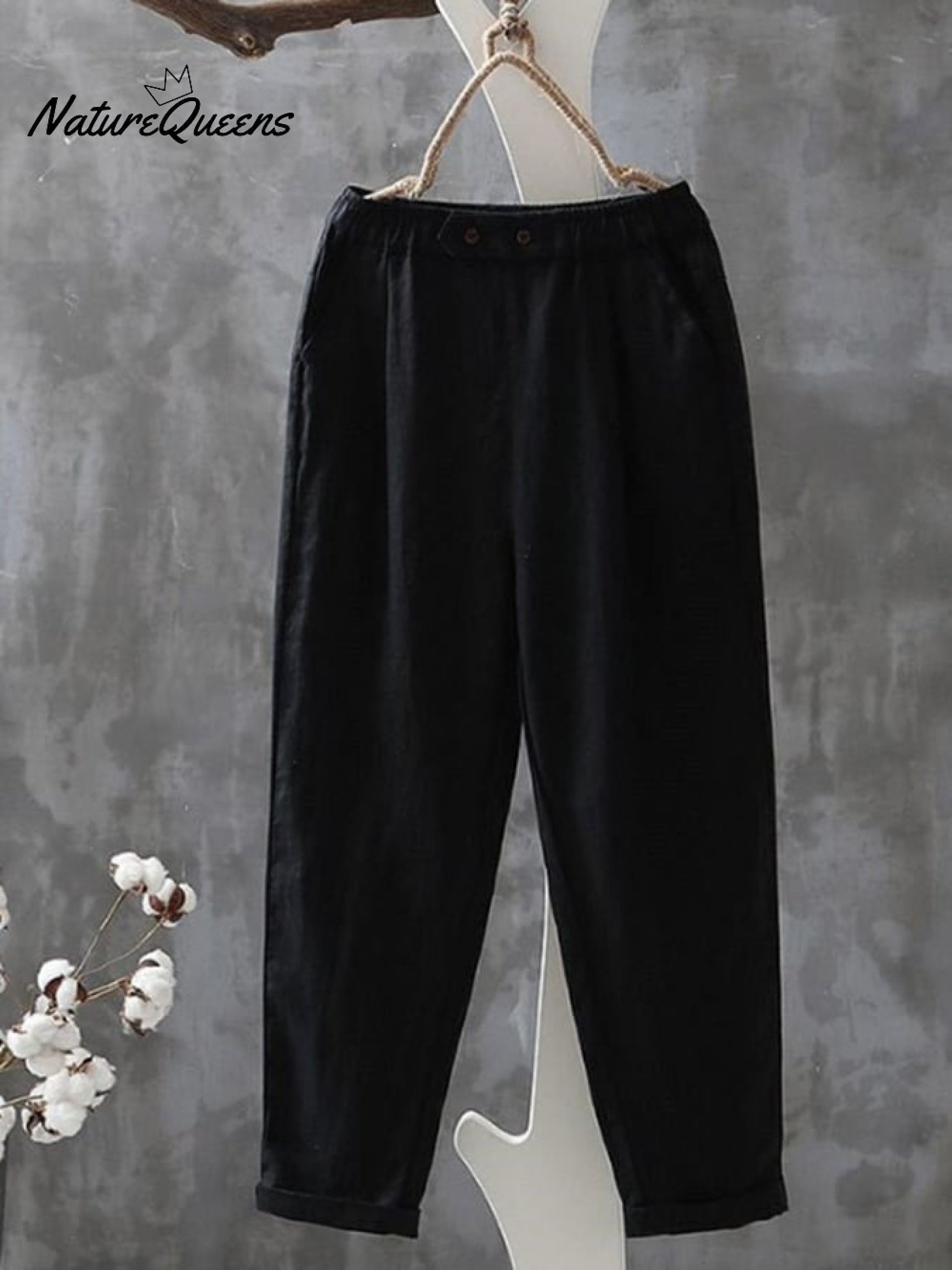Women's Solid Color Simple Versatile Loose Casual Cotton And Linen Pants