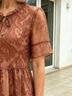 Floral Mesh Dress Large Size Loose and Thin Short Sleeves Fat Girl Middle-aged and Elderly Mother Skirt
