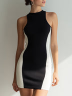 Black & Ivory Color-Block Sleeveless Bodycon Mini Dress