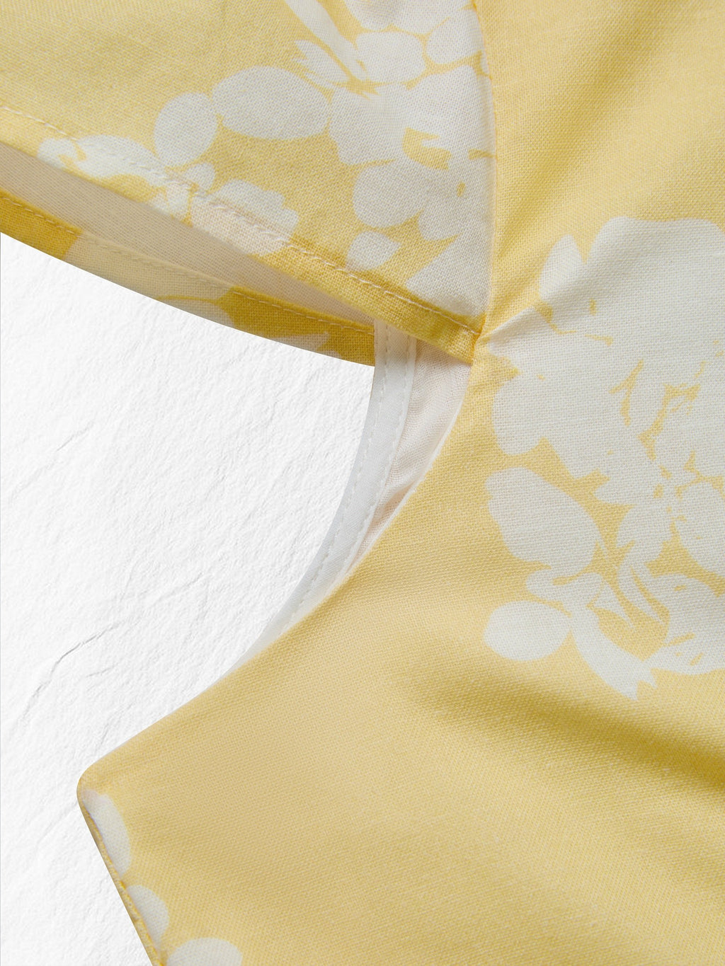 Midi Cotton Dress, Short Sleeves, Floral, French Vintage, Yellow