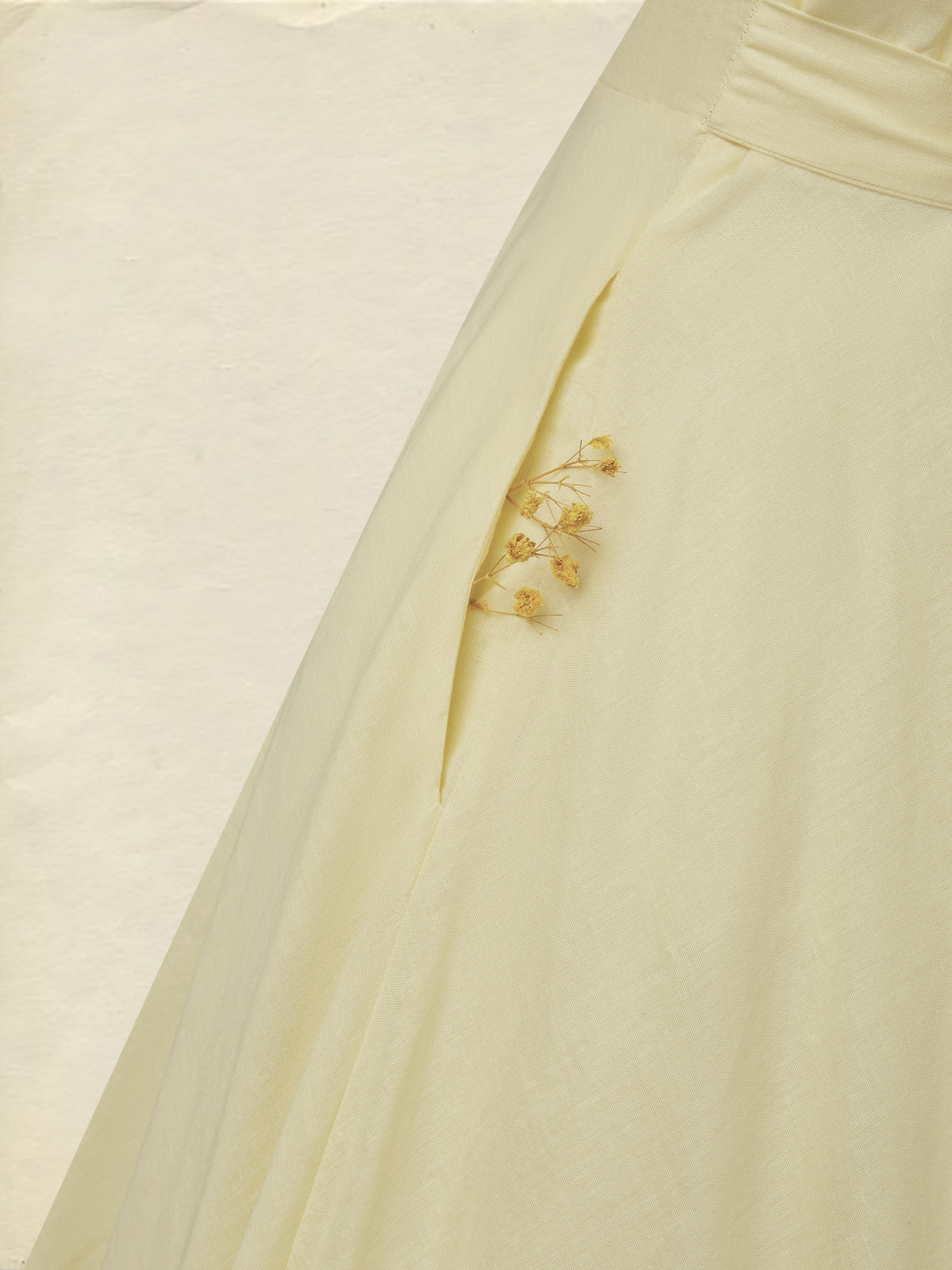 Maxi Linen Dress, Sleeveless, Square Neck, Plain, Bow, French Vintage, Light Yellow