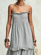 Tiered Ruffled Striped Smocked Cami Maxi Dress