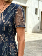 Chiffon Women's Short Sleeves Women's Double Skinny Knee Dress