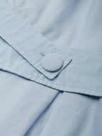Midi Cotton Dress , Long Sleeves, Off Shoulder, Plain, Belt Design, French Vintage, Sky Blue