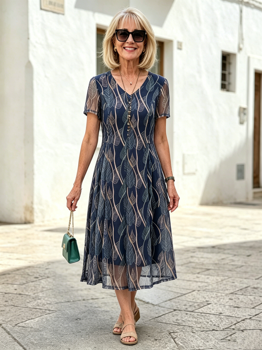 Chiffon Women's Short Sleeves Women's Double Skinny Knee Dress