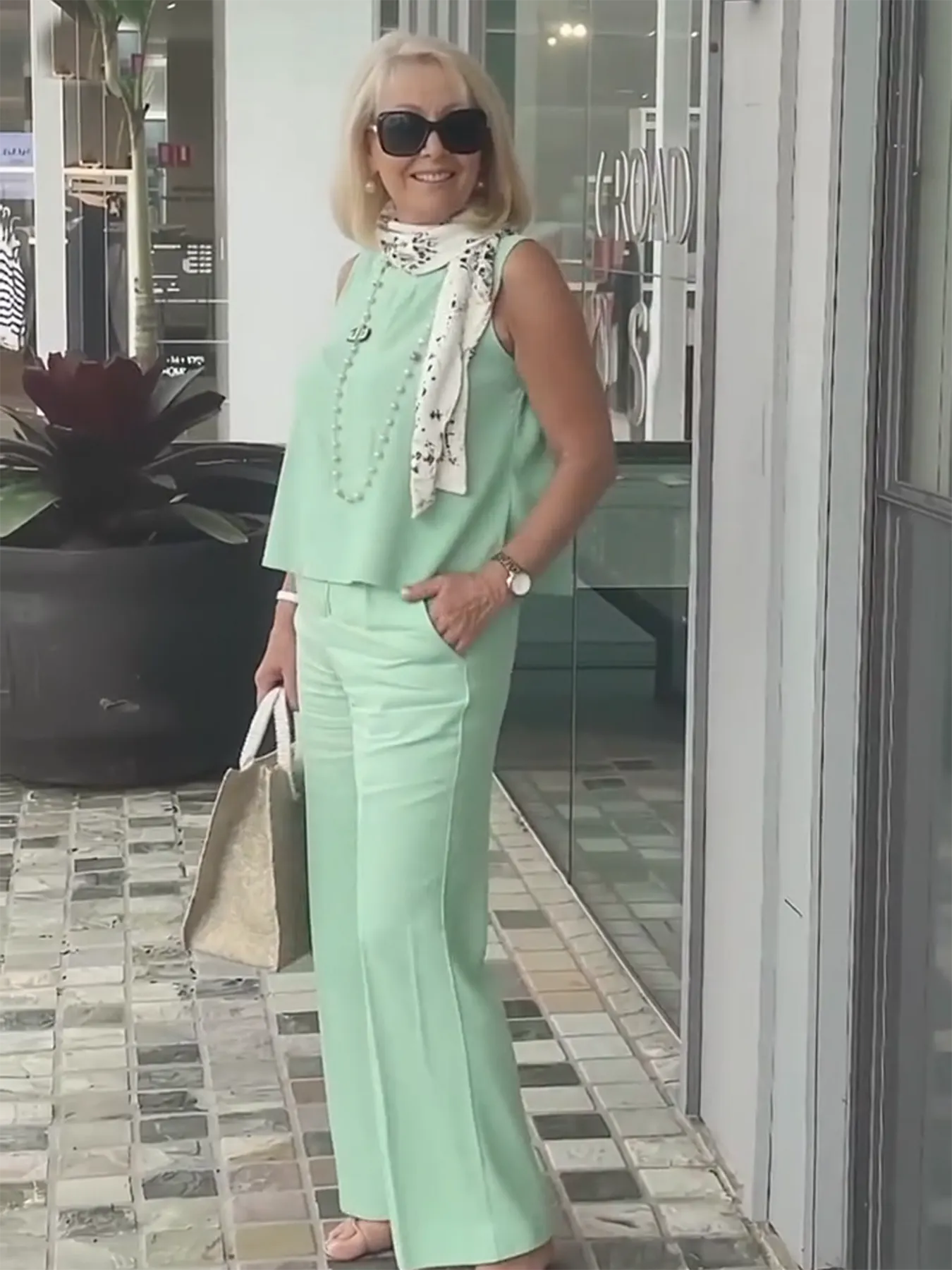 Sleeveless Solid Cotton and Linen Set for Breathable and Comfortable Holiday Two-Piece Set