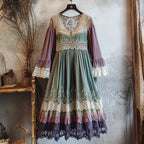 Vintage Lace Floral Women's Long Dress