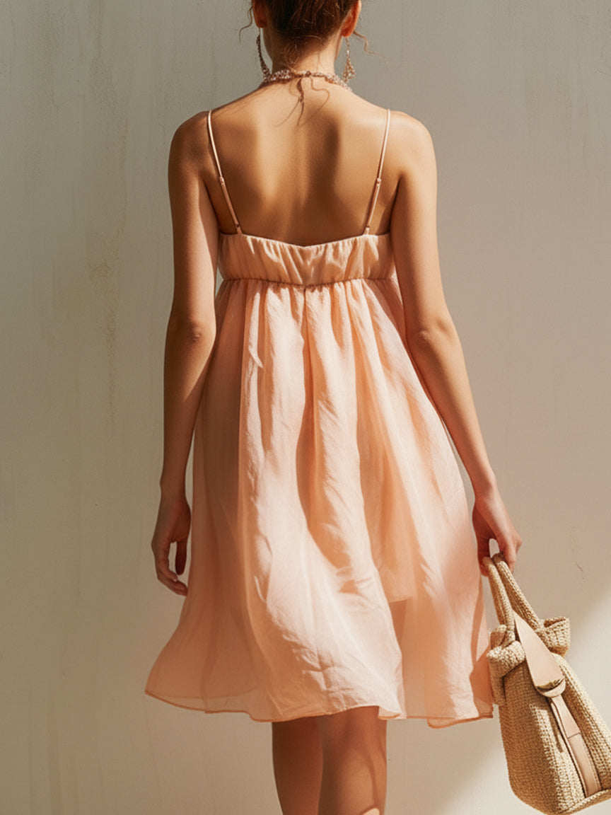 Blush Pink 3D Floral Cotton Mini Dress