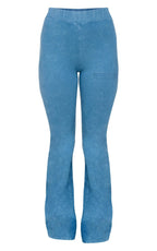 PRETTYLITTLETHING Midnight Blue Embossed Logo Washed Skinny Flare Pants