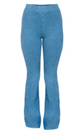 PRETTYLITTLETHING Midnight Blue Embossed Logo Washed Skinny Flare Pants
