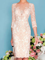 Knee-length Chiffon Lace Bodysuit Two-piece Suit